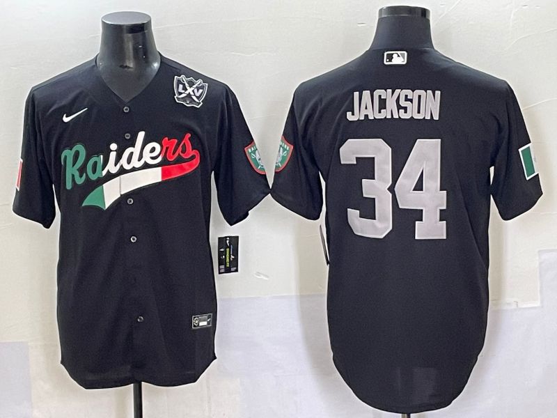 Men 2025 Oakland Raiders 34 Jackson Black Joint Name Nike Limited NFL Jersey style 67